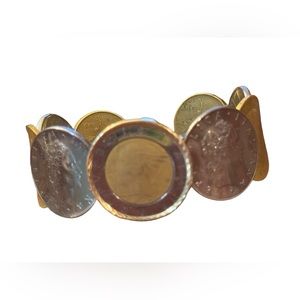 Coin bezel  Gold/stainless Italy Italian Repvbblica L 500 Coin Bracelet